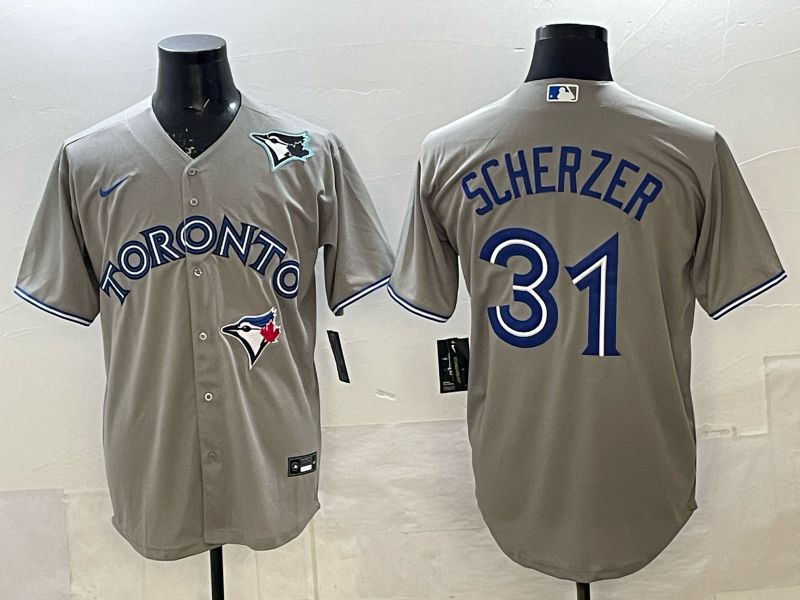Men 2025 Nike Toronto Blue Jays #31 Scherzer Grey Game MLB Jersey 04->toronto blue jays->MLB Jersey